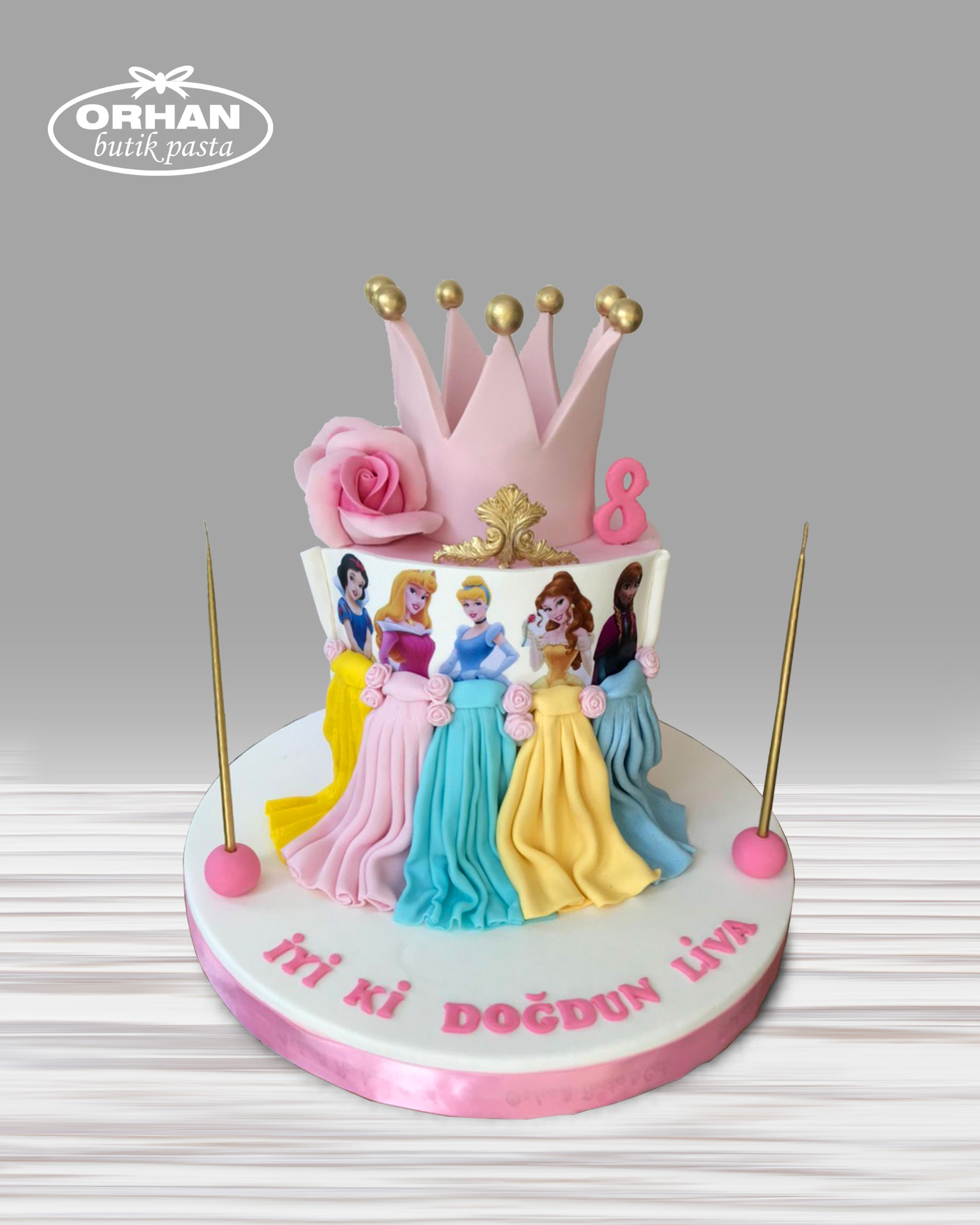 Prensesler Temalı Doğum Günü Pastası