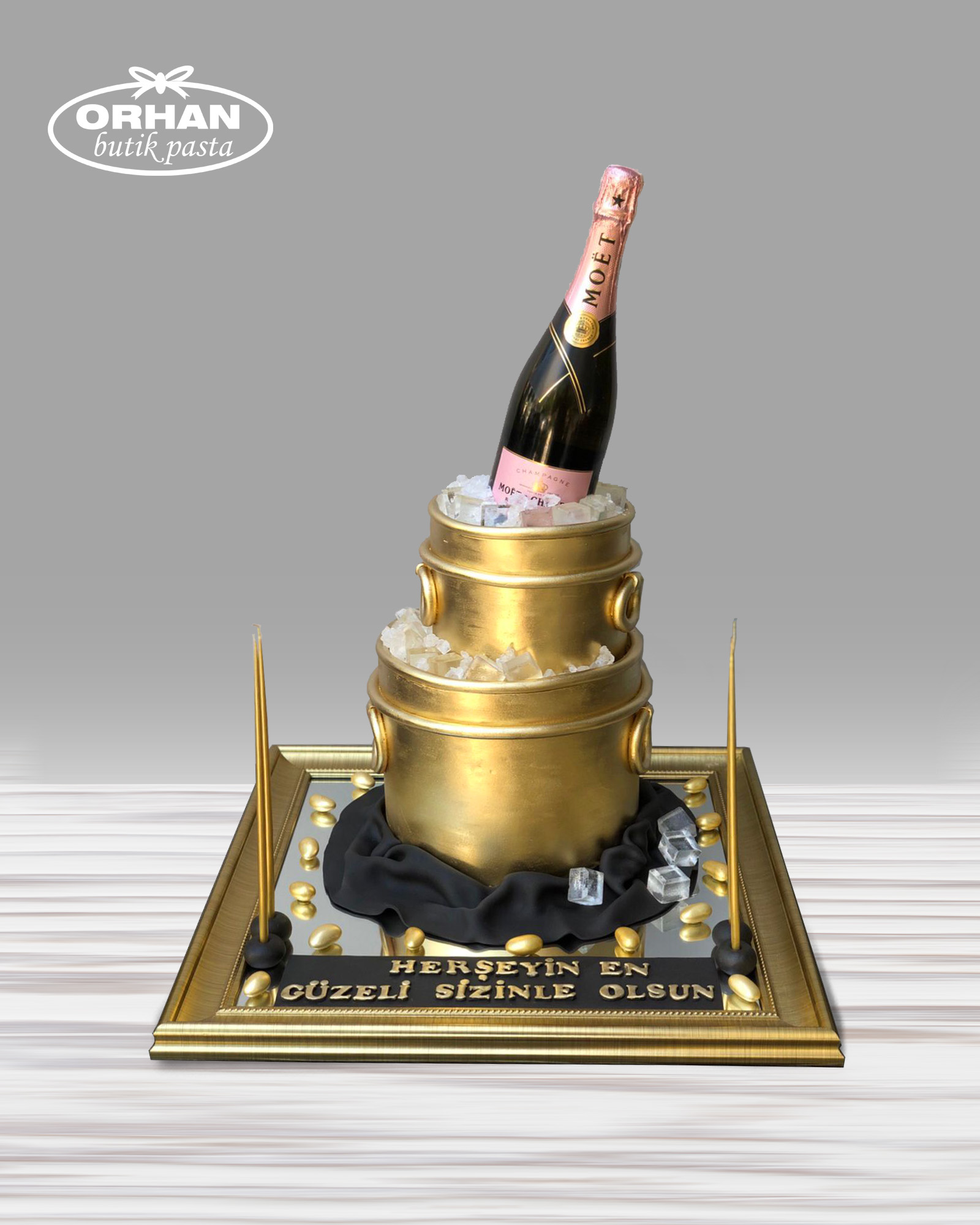 Şampanya Temalı Doğum Günü Pastası