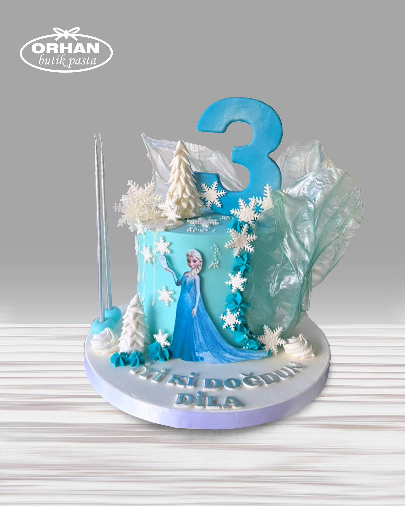 Elsa Konsepti Doğum Günü Pastası