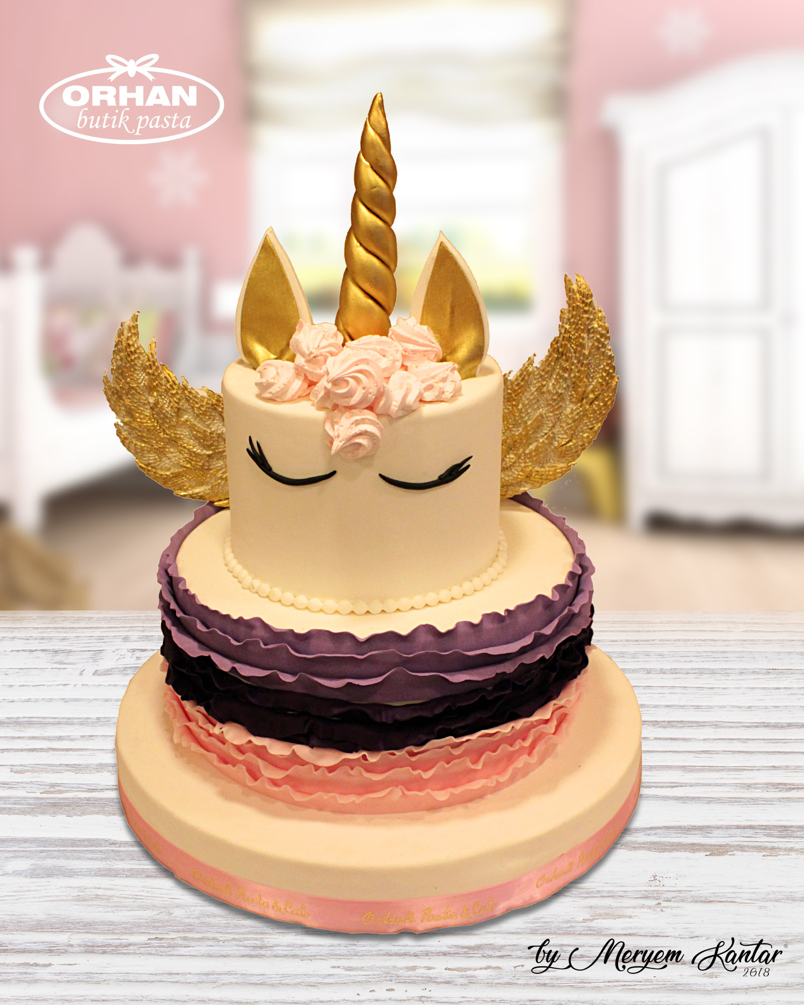 Unicorn Pink Kız Doğum Günü pastası